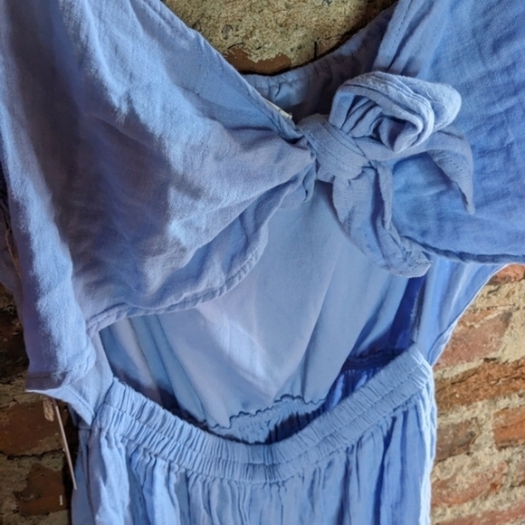 NWT Jessica Simpson Large Blue‎ Off the Shoulder Open Back Summer Dress - Picture 2 of 9